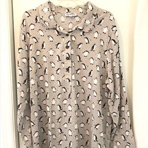 NorthStyle Penguins Flannel Nightshirt, Size XL